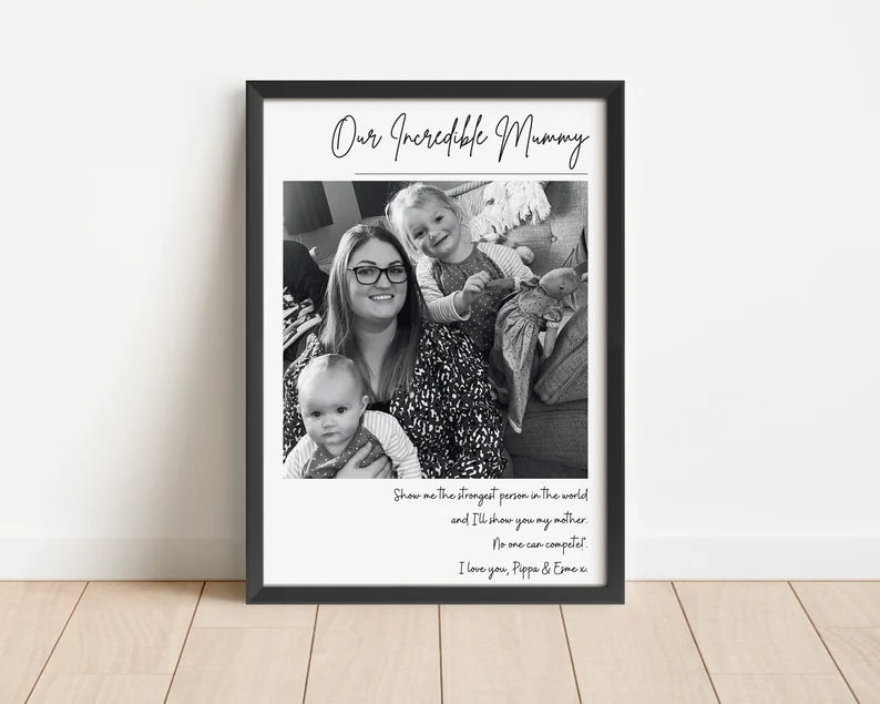 Personalised Mum Birthday Gift, Mothers Day Gift, Photo Family Print, Unique Gift for Mom, Nan Mum Mummy Baby Present, Gift for Her Newborn