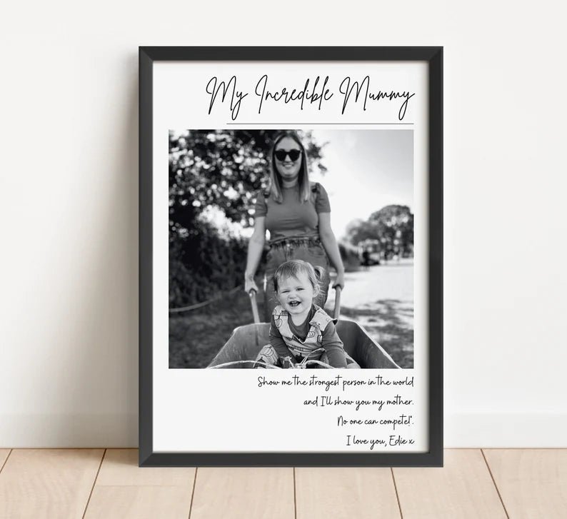 Personalised Mum Birthday Gift, Mothers Day Gift, Photo Family Print, Unique Gift for Mom, Nan Mum Mummy Baby Present, Gift for Her Newborn