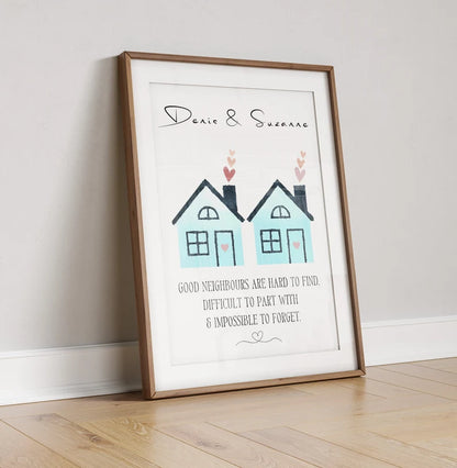 Personalised Neighbours Leaving Gift, Custom Thank You Gift for Neighbours, New Home Gift, Neighbours Letterbox Gift, Watercolour Moving Art