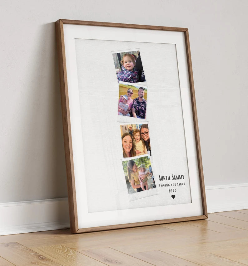 Custom Auntie Photo Collage Print, Personalised Birthday Gift for Aunt, Polaroid Style Family Photo Display, Auntie Gift from Nephew Niece