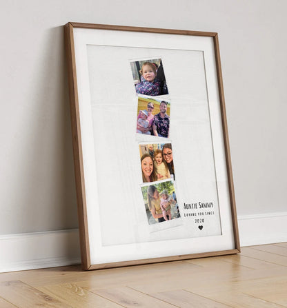 Custom Auntie Photo Collage Print, Personalised Birthday Gift for Aunt, Polaroid Style Family Photo Display, Auntie Gift from Nephew Niece