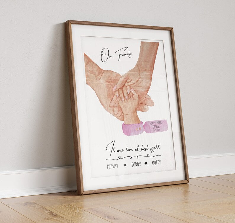 Personalised Family Poster, Gift for New Family, Gift for Mum with Newborn, Baby Shower, Baby Birth Stats, New Mum Birthday, First Baby Gift