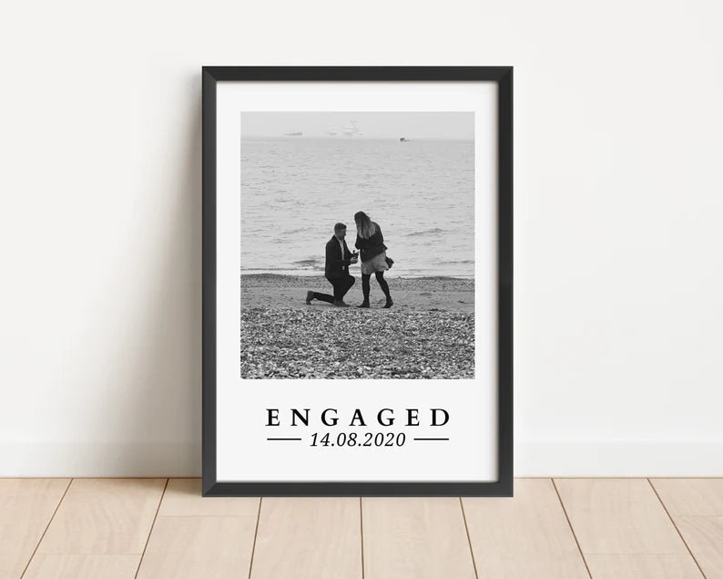 Personalised Engagement Gift, Engaged Photo Gift Couple, Custom Photo Print for Fiance, Husband Wife to Be, Valentines Day Gift, Anniversary