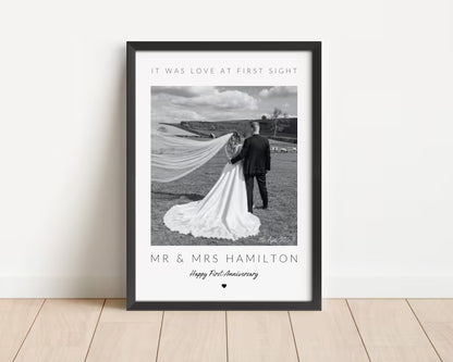 Personalised Anniversary Photo Print, Velentines Day Gift for Wife Husband, Couple Photo Framed for Her, Girlfriend Present Anniversary Gift