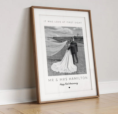 Personalised Anniversary Photo Print, Velentines Day Gift for Wife Husband, Couple Photo Framed for Her, Girlfriend Present Anniversary Gift