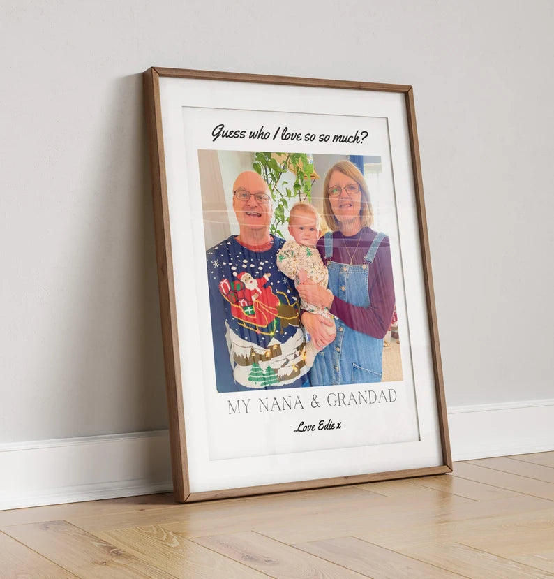 Custom Nana & Grandad Photo Gift Print, Personalised Nanny Granddad Gift from Grandchildren, Gran Birthday Gift, Grandma Print, Fathers Day