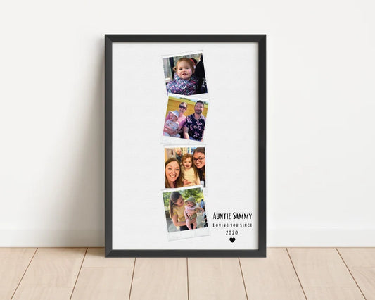 Custom Auntie Photo Collage Print, Personalised Birthday Gift for Aunt, Polaroid Style Family Photo Display, Auntie Gift from Nephew Niece