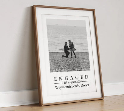 Personalised Engagement Gift, Engaged Photo Gift Couple, Custom Photo Print for Fiance, Husband Wife to Be, Valentines Day Gift, Anniversary