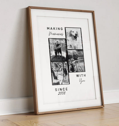 Personalised Family Memories Photo Gift, Fiance Partner Anniversary Gift, Photo Gift for Wife, Mothers Day Gift Her, Birthday Print Husband