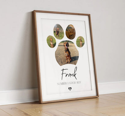 Dog Paw Photo Print, Custom Dog Gift, Dog Memorial Poster, Personalised Pet Print, Couple Gift, Doggy Keepsake, Dog Lover Gift, Pet Memory