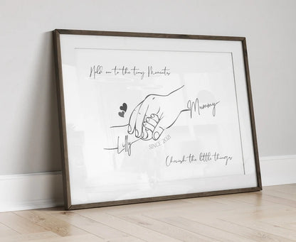 Custom Mummy and Baby Wall Art, Personalised Mum Gift from Son Daughter, Birthday Gift for Mother, Thank you Poster Mom, Minimalist Line Art
