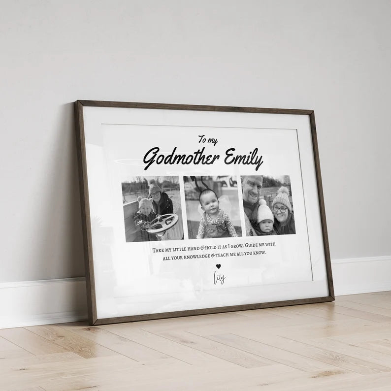 Custom Godmother Photo Gift Print, Personalised Godmother Birthday Gift from Godchild, Godparents Wall Art, Godmother Proposal from Godson