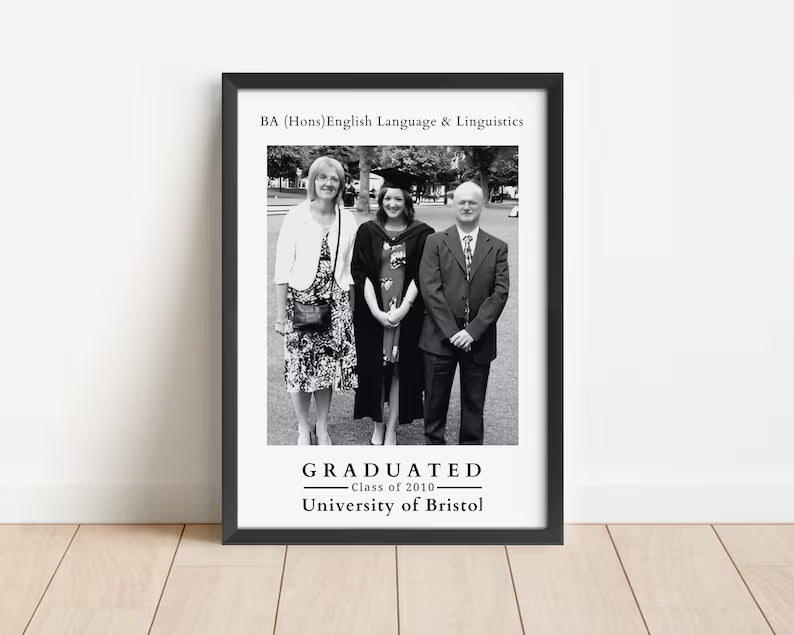 Personalised Graduation Gift, Graduation Photo Gift for Him Her, University Leaving Gift, Gift for Son Daughter, Celebration Career Wall Art