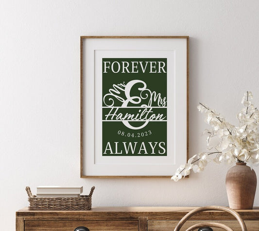 Custom Wedding Gift Keepsake, Wall Art for Her Him, Personalised Anniversary Poster Husband Wife, Wedding Keepsake, Special Date Anniversary