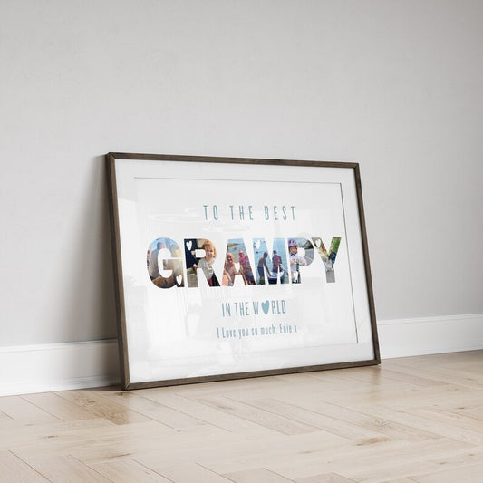 Personalised Grampy Photo Print, Sentimental Birthday Gift from Grandchild, Wall Art for New Grandad, Father's Day Present, Christmas Gift