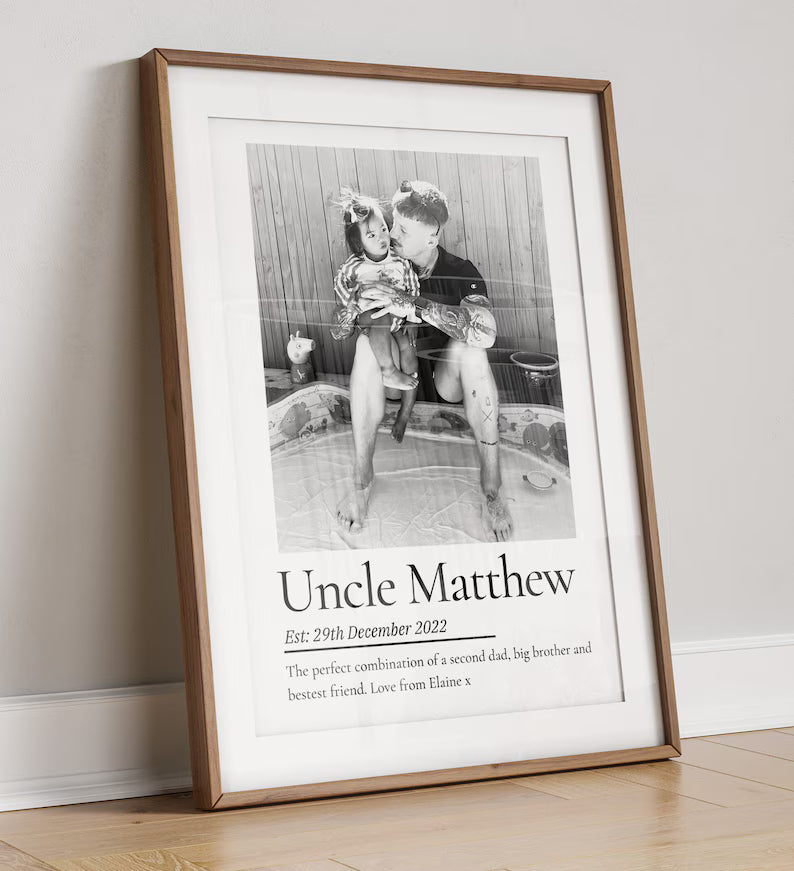 Personalised Uncle Photo Print, Nephew Niece to Uncle, Uncle Birthday Gift, Custom Uncle, Brother Present from Children, Brother Gift Print