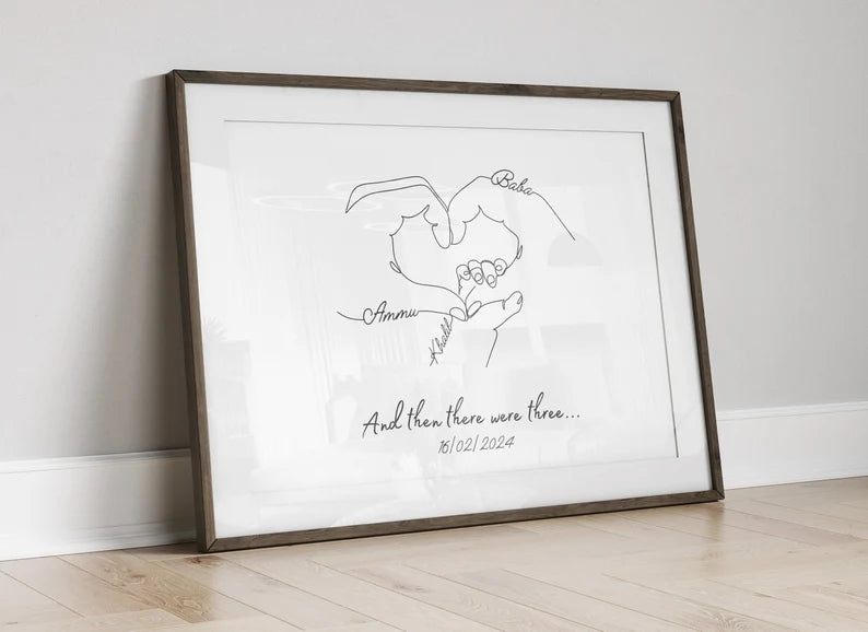 Personalised Family Hands Gift, Newborn Gift Print, Mummy Birthday, Unique Gift for New Parents, Baby Shower Print, New Baby Gift Keepsake