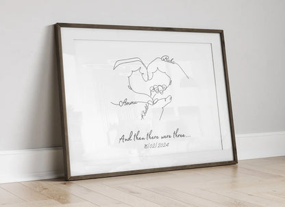Personalised Family Hands Gift, Newborn Gift Print, Mummy Birthday, Unique Gift for New Parents, Baby Shower Print, New Baby Gift Keepsake