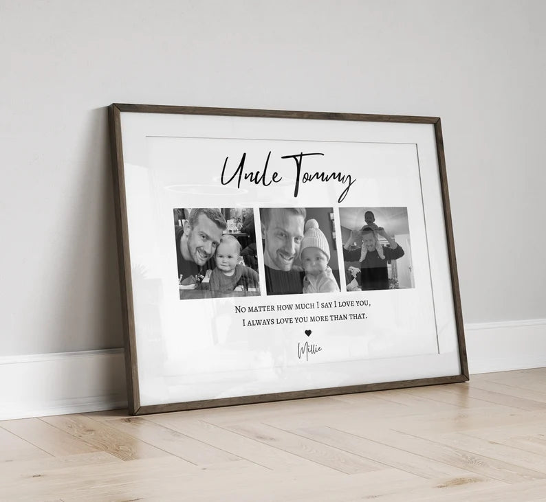 Uncle Photo Gift Print, Personalised Uncle Birthday from Niece Nephew, Uncle Photo Wall Art, New Uncle Poster, Photo Collage Gift Frame