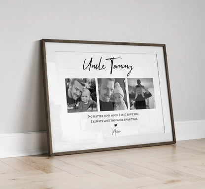 Uncle Photo Gift Print, Personalised Uncle Birthday from Niece Nephew, Uncle Photo Wall Art, New Uncle Poster, Photo Collage Gift Frame