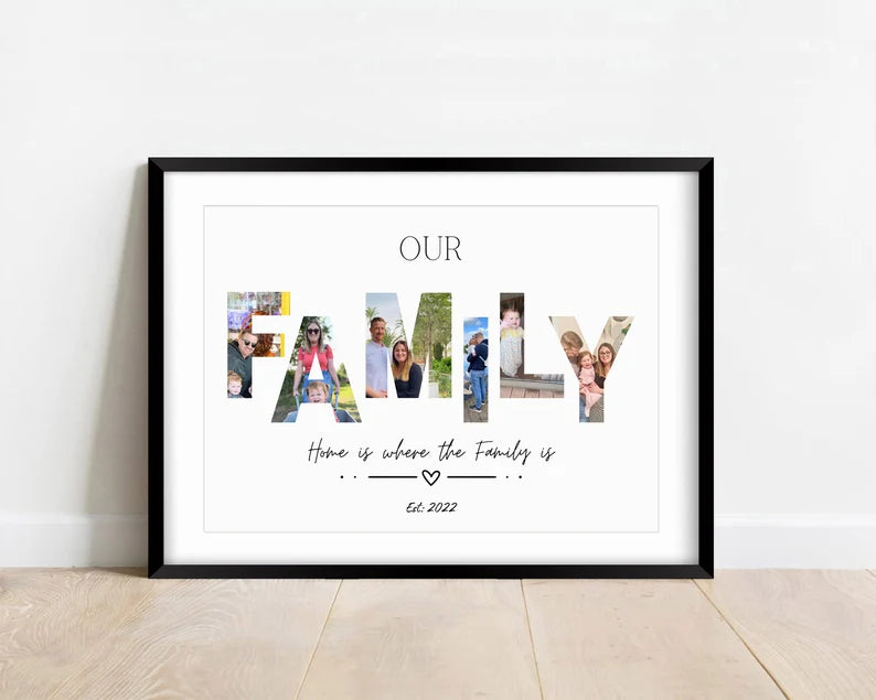 Family Photo Letters Gift, Collage Gift for Parents, Family Home Decor, Personalised Print for New Parents, Housewarming Gift for New Mum
