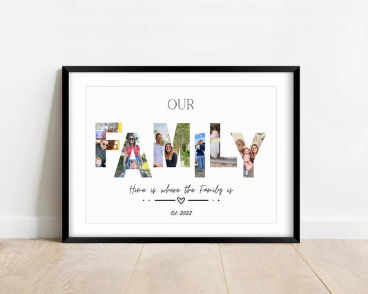 Family Photo Letters Gift, Collage Gift for Parents, Family Home Decor, Personalised Print for New Parents, Housewarming Gift for New Mum