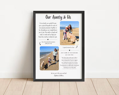 Custom Auntie Quote Print, Aunt Gift from Nephew Niece, Christmas Photo Gift, Aunt Xmas, Personalised Birthday Aunty Dad, Reasons I Love You