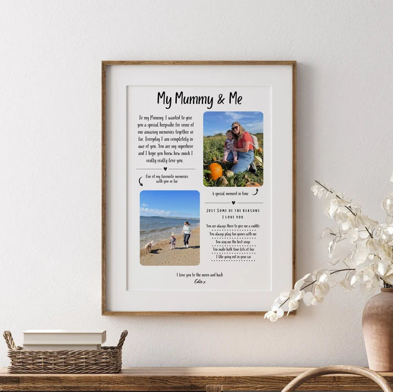 Personalised My Mummy and Me Print, Custom Photo Print, Mum Keepsake, Mum and Child Gift, First Mother's Day, Mum Birthday Gift,Mothers Day