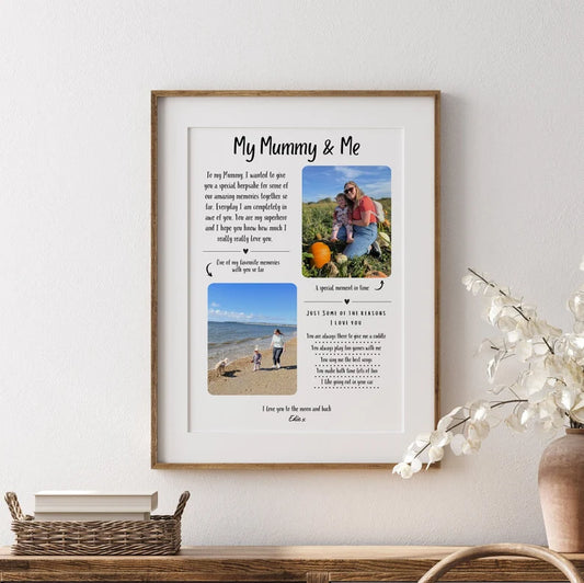 Personalised My Mummy and Me Print, Custom Photo Print, Mum Keepsake, Mum and Child Gift, First Mother's Day, Mum Birthday Gift,Mothers Day