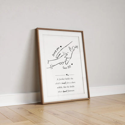 Personalised Daddy Gift Print, Father Hands Gift from Child, Gift from Son Daughter to Dad, Fathers Day Gift, Gift for Him from Baby Toddler