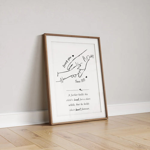 Personalised Daddy Gift Print, Father Hands Gift from Child, Gift from Son Daughter to Dad, Fathers Day Gift, Gift for Him from Baby Toddler