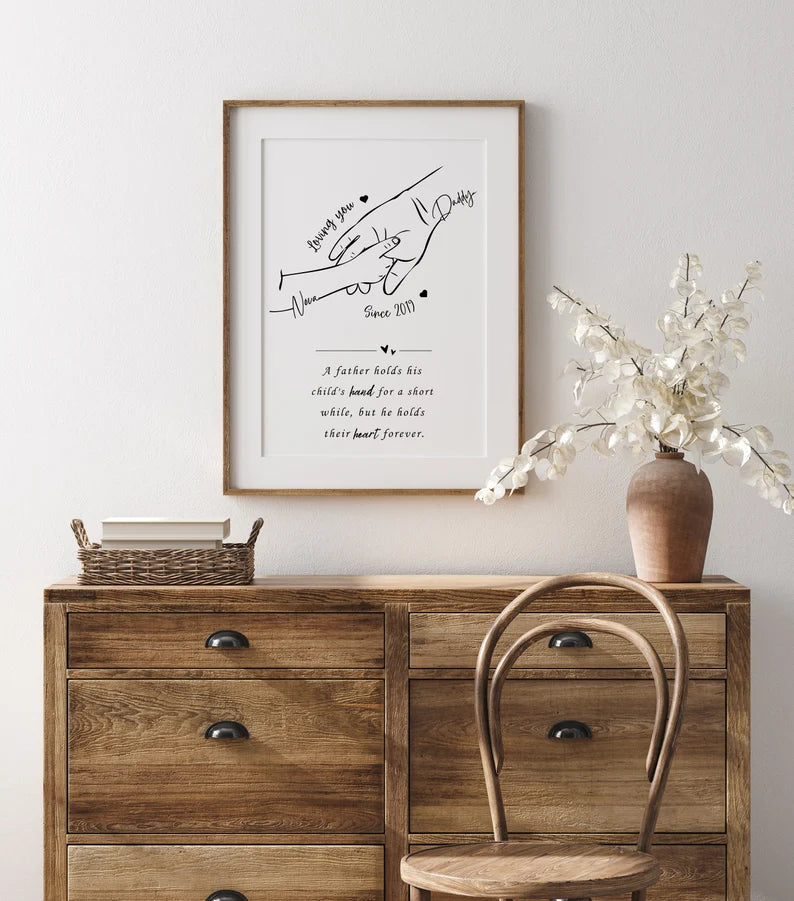 Personalised Daddy Gift Print, Father Hands Gift from Child, Gift from Son Daughter to Dad, Fathers Day Gift, Gift for Him from Baby Toddler