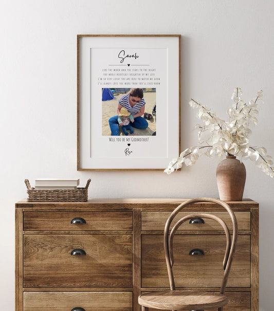 Godmother Reveal Wall Art, Unique Godparents Frame, Thoughtful Gift for God Mum from Godson or Goddaughter, Godson Goddaughter Wall Art Gift