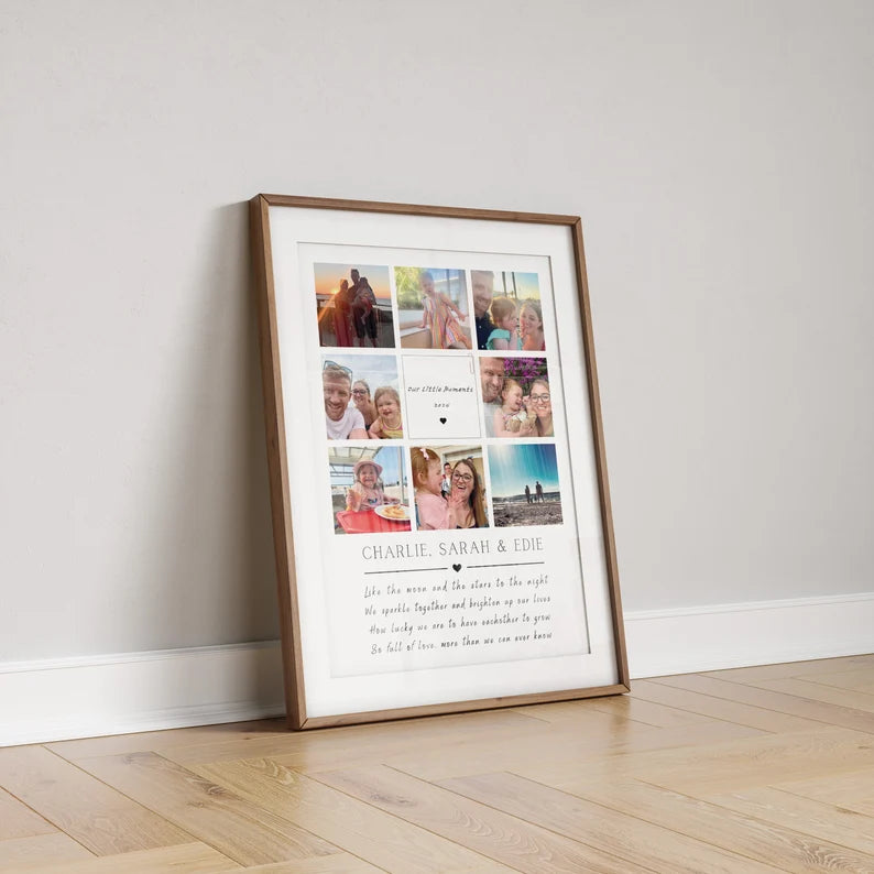 Custom Family Photo Print, Parent Gift Print, Anniversary Gift Mum, Dad Personalised Frame, Birthday Gift Mummy, Unique Family Keepsake