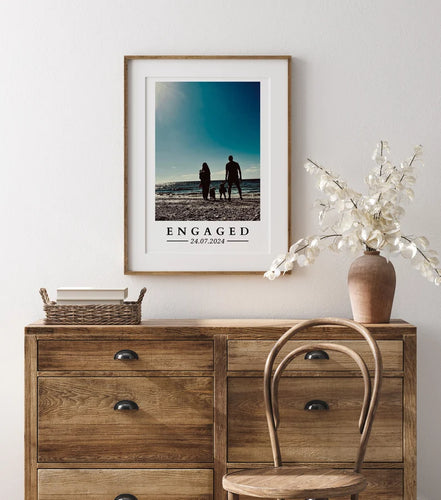 Personalised Engagement Gift, Engaged Photo Gift Couple, Custom Photo Print for Fiance, Husband Wife to Be, Valentines Day Gift, Anniversary
