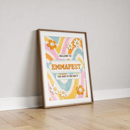Custom 60's Themed Birthday Print, 70's Party Poster, Groovy Boho Retro Wall Decor, Festival Party Wall Art, Party Decor Style, Party Invite