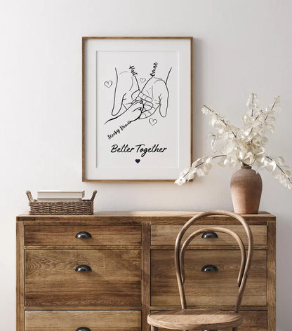 Personalised Dog Paw and Human Hand Print | Better Together Wall Art | Pet Lover Gift | Dog Owner Decor | Custom Pet Line Drawing Keepsake