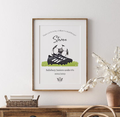 Personalised Football Manager Print, Thank You Gift Print, Football Coach Print, Football Club Gift, Football Assistant Print, End of Season