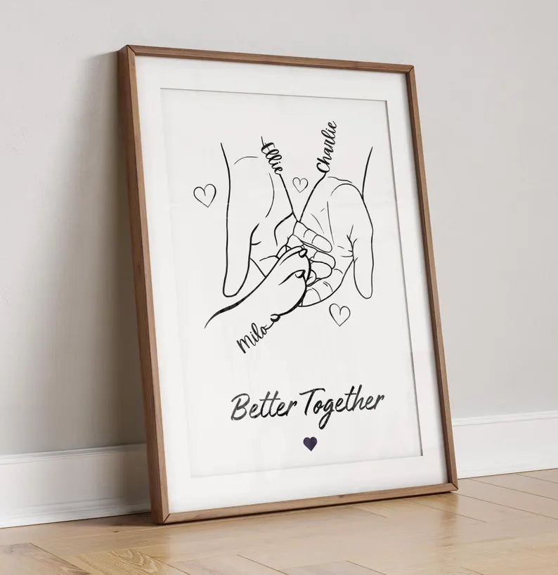 Personalised Dog Paw and Human Hand Print | Better Together Wall Art | Pet Lover Gift | Dog Owner Decor | Custom Pet Line Drawing Keepsake