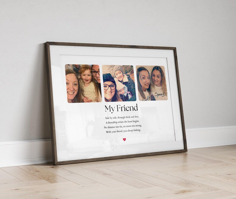 Best Friend Photo Collage, Personalised Friendship Gift, Custom Picture Frame, Long Distance Friend Gift, Sentimental Friend Gift for Her