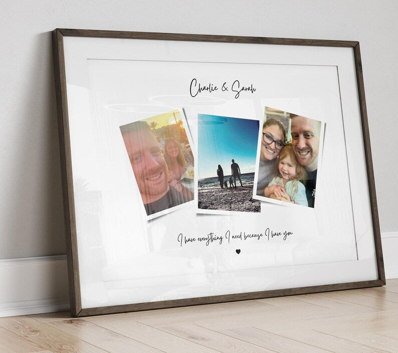 Custom Couples Photo Print, Valentines Day Personalised Gift, Gift for Partner, Anniversary Present for Him, Digital Art, Fiance Framed Gift