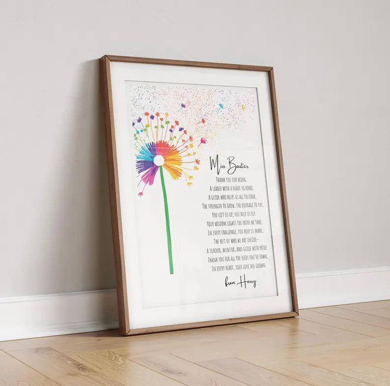 Personalised Head Teacher Gift, End of Year Teacher Gift, Teacher Appreciation Print, Customisable Teacher Wall Art, End of School Term Gift