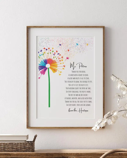 Personalised Head Teacher Gift, End of Year Teacher Gift, Teacher Appreciation Print, Customisable Teacher Wall Art, End of School Term Gift