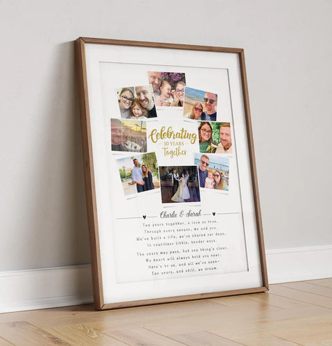 Custom 10th Anniversary Photo Collage, 10 Year Anniversary Gift, 10 Year Celebration, Polaroid Photo Decor, Tin Anniversary Gift for Wife