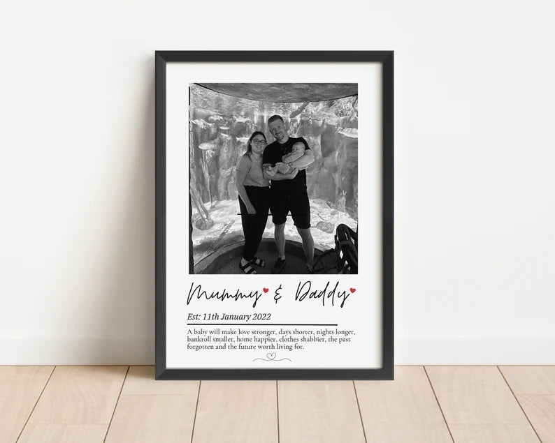 Custom Parents Christmas Gift Print, Mothers Day Gift New Parents, Birthday Gift from Baby, Photo Wall Art Newborn, Daddy Birthday Gift
