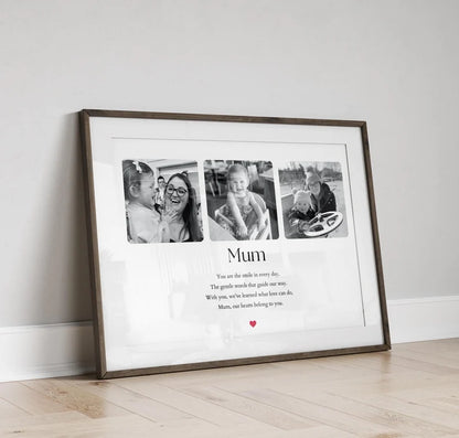 Personalised Mum Photo Print, Mother Gift Child, Mummy Quote Wall Art, Home Wall Decor, Gift from Son Daughter, Family Framed Print, For Her