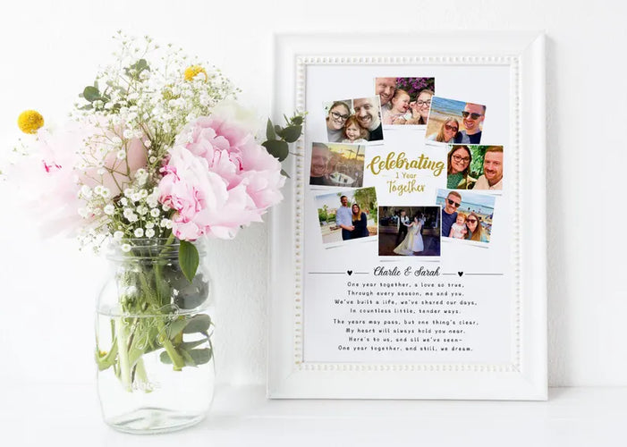 First Wedding Anniversary Personalised Photo Collage, Paper Anniversary Gift, 1 Year Anniversary Celebration, Polaroid Photo Gift, Wedding