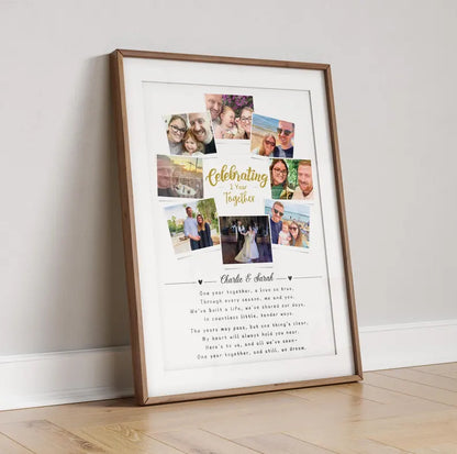 First Wedding Anniversary Personalised Photo Collage, Paper Anniversary Gift, 1 Year Anniversary Celebration, Polaroid Photo Gift, Wedding
