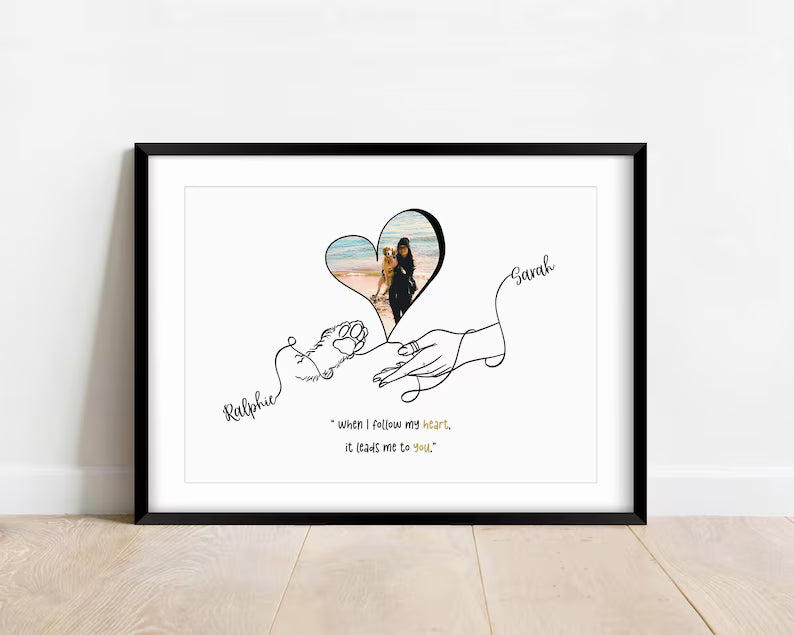 Custom Dog Mum Gift, Personalised Dog and Owner Line Drawing with Photo & Quote, Dog Memorial Gift, Pet Loss, Dog Lover Keepsake, Digital