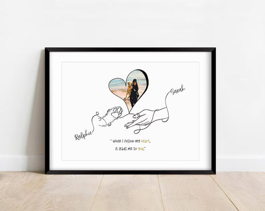 Custom Dog Mum Gift, Personalised Dog and Owner Line Drawing with Photo & Quote, Dog Memorial Gift, Pet Loss, Dog Lover Keepsake, Digital
